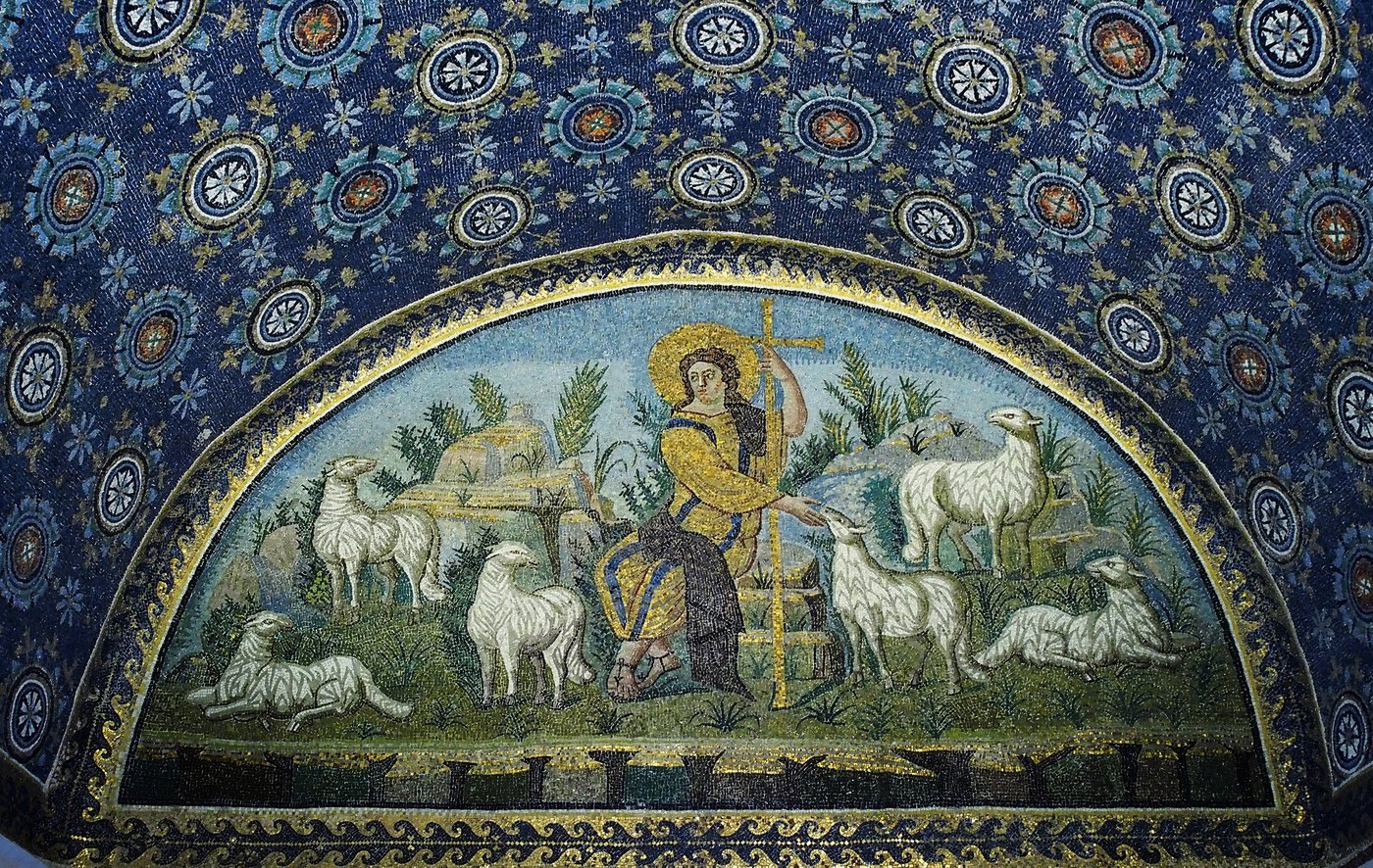 The Good Shepherd mosaic in the Mausoleum of Galla Placidia, Ravenna, about 425
